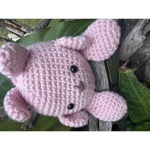 Pink amigurumi style Crochet Bunny Plush Toy Handmade